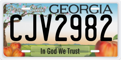 GA license plate CJV2982