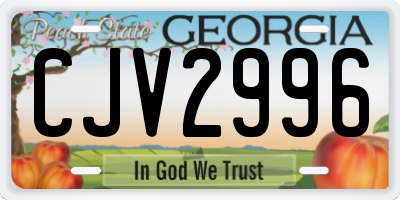 GA license plate CJV2996