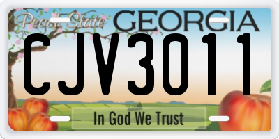 GA license plate CJV3011