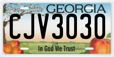 GA license plate CJV3030
