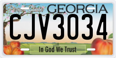 GA license plate CJV3034
