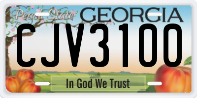 GA license plate CJV3100