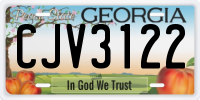 GA license plate CJV3122
