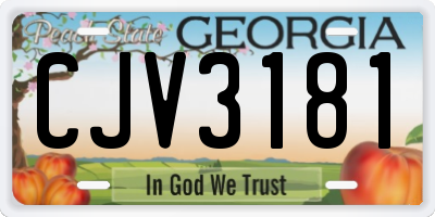 GA license plate CJV3181