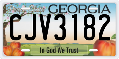 GA license plate CJV3182