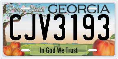 GA license plate CJV3193