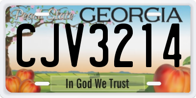 GA license plate CJV3214