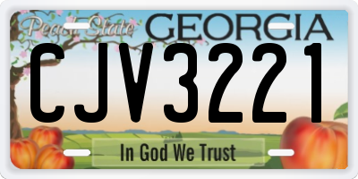 GA license plate CJV3221