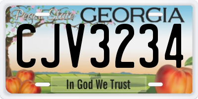 GA license plate CJV3234