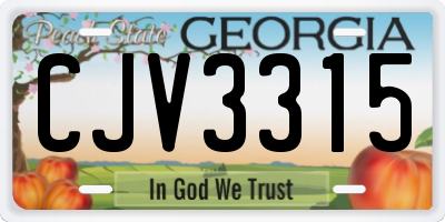 GA license plate CJV3315