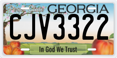 GA license plate CJV3322