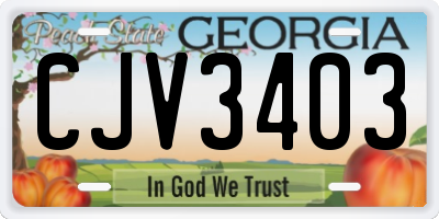 GA license plate CJV3403