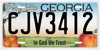 GA license plate CJV3412