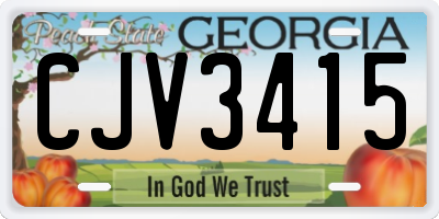 GA license plate CJV3415