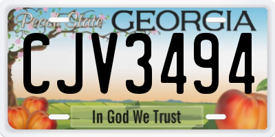 GA license plate CJV3494