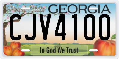 GA license plate CJV4100