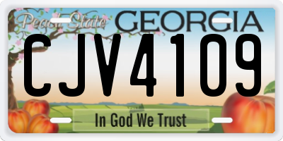 GA license plate CJV4109