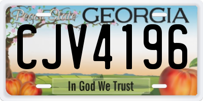 GA license plate CJV4196