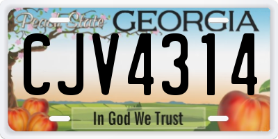 GA license plate CJV4314