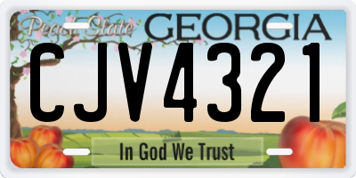 GA license plate CJV4321