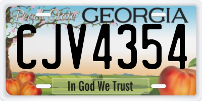 GA license plate CJV4354