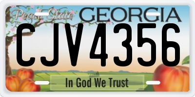 GA license plate CJV4356