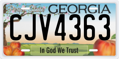 GA license plate CJV4363