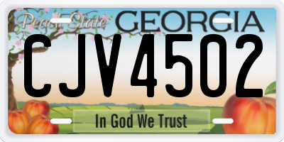 GA license plate CJV4502