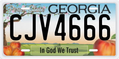 GA license plate CJV4666