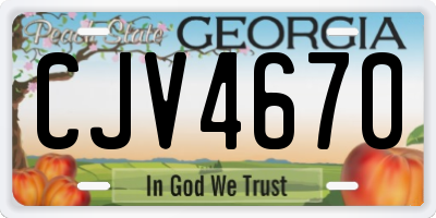 GA license plate CJV4670