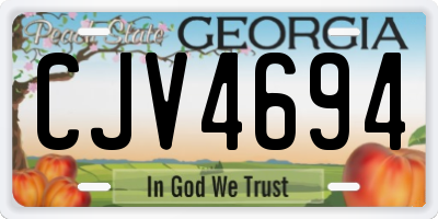 GA license plate CJV4694