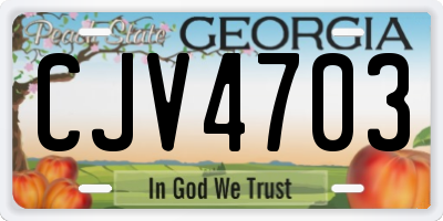 GA license plate CJV4703