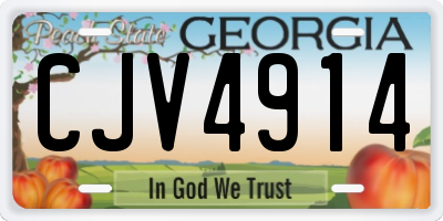 GA license plate CJV4914