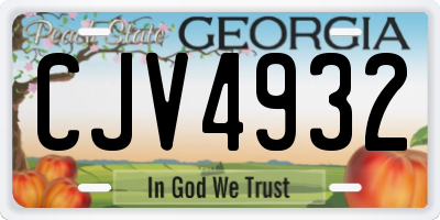 GA license plate CJV4932