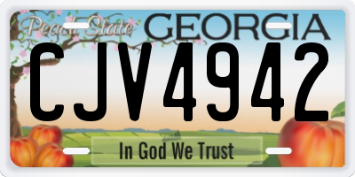 GA license plate CJV4942