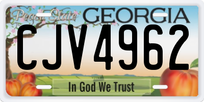 GA license plate CJV4962