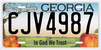 GA license plate CJV4987