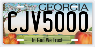 GA license plate CJV5000