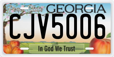 GA license plate CJV5006