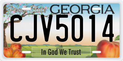 GA license plate CJV5014