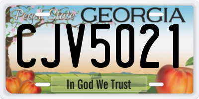 GA license plate CJV5021