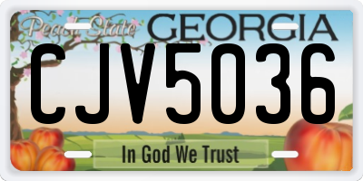 GA license plate CJV5036