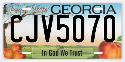 GA license plate CJV5070