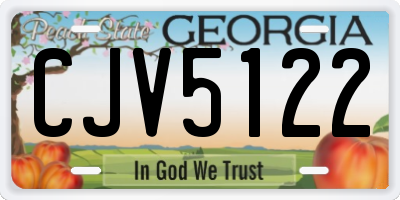 GA license plate CJV5122