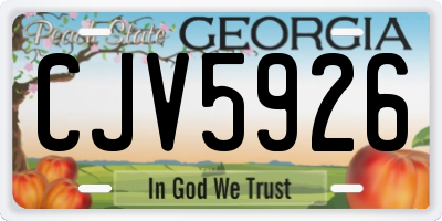 GA license plate CJV5926