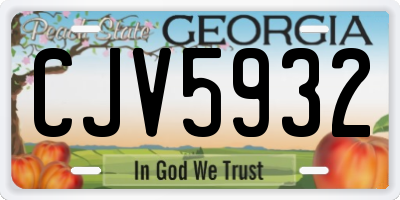 GA license plate CJV5932