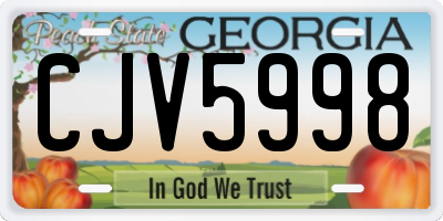 GA license plate CJV5998