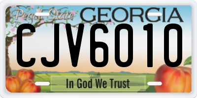 GA license plate CJV6010