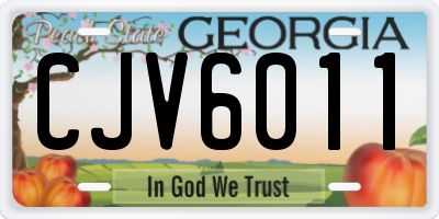 GA license plate CJV6011