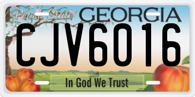 GA license plate CJV6016